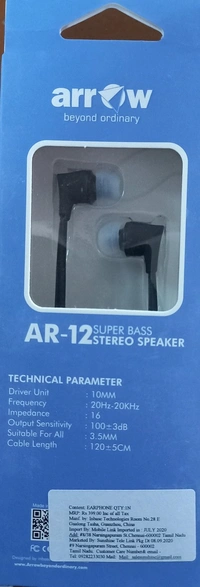 Arrow Stereo Bass AR-12 ஆரோ ஸ்டீரியோ பாஸ் - black, Red, sea Blue.
