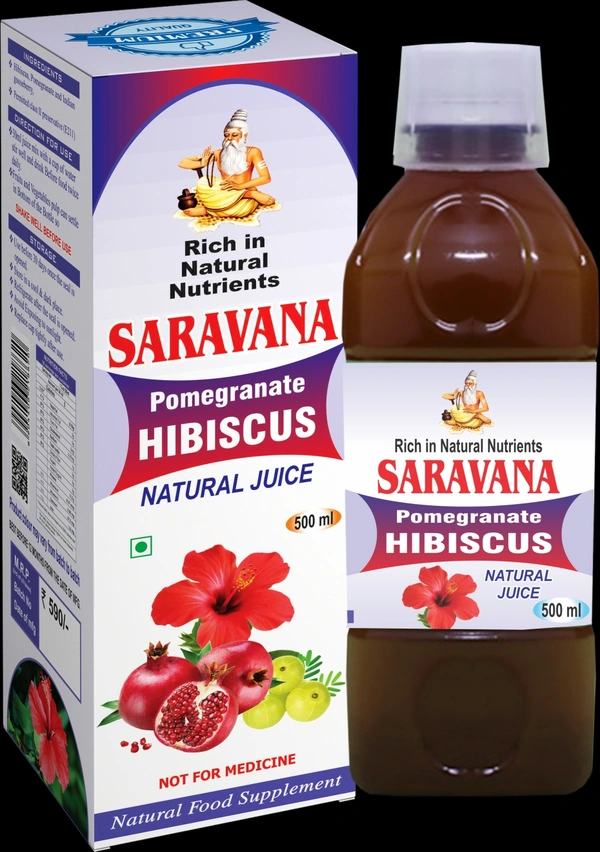 Saravana Hibiscus Drink - மாதுளை செம்பருத்தி சாறு - 500ml