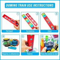 RUTV Domino Train Domino Rally Train Model with Lights and Sounds Construction in 60 Pcs and Stackin - Multicolored
