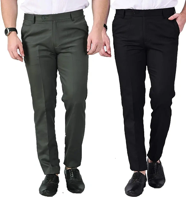 Oswal Mens Formal Trouser Pack OF2 Combo_BALENO_Black_Nevy_BB - 38, Baleno Black Navy