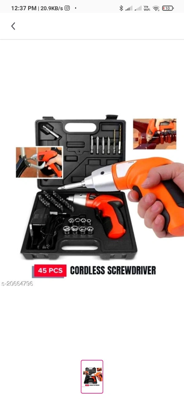 Automatic Screwdriver Machine M/C Set with 45 Pieces Bit Kit and Charging Adapter for Home
