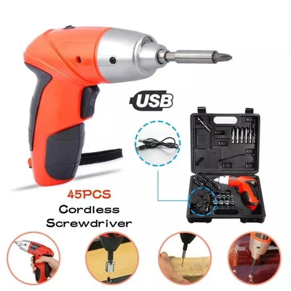 Automatic Screwdriver Machine M/C Set with 45 Pieces Bit Kit and Charging Adapter for Home