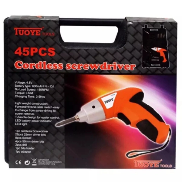 Automatic Screwdriver Machine M/C Set with 45 Pieces Bit Kit and Charging Adapter for Home