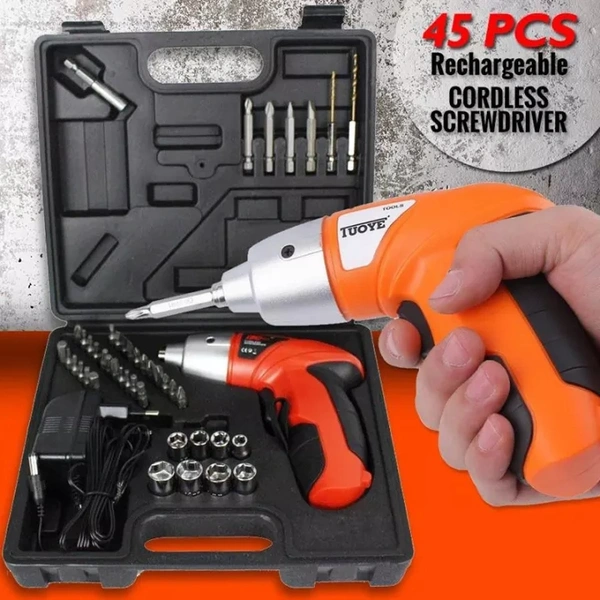 Automatic Screwdriver Machine M/C Set with 45 Pieces Bit Kit and Charging Adapter for Home