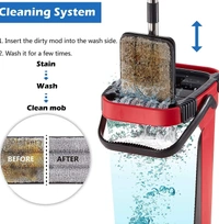 Easy Flat Mop Stick Rod with Bucket Set in Offer for Wet & Dry Use, Best 360 Degree Spin Magic Floor Cleaning for Home + Office and 2 Refill Washable Head - Mint Green