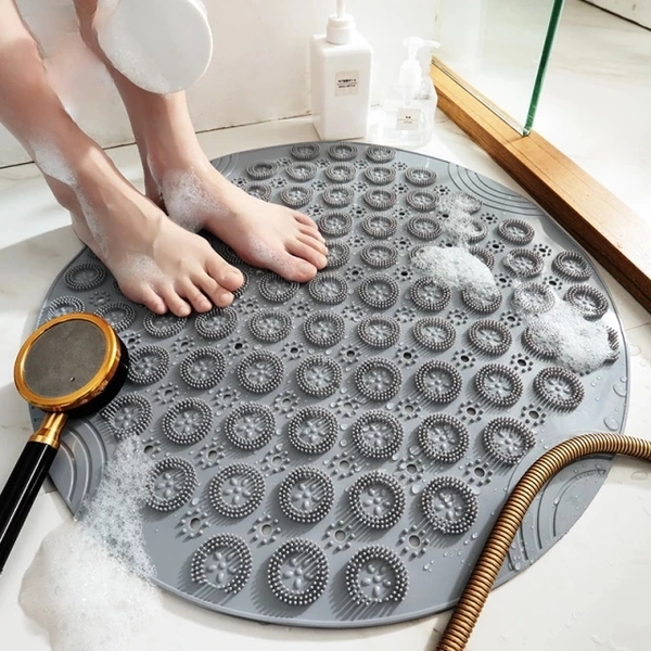 Protection PVC Circular Bathroom Non-slip Mat Household Shower Suction Cup Mat Bathroom Massage Foot Mat