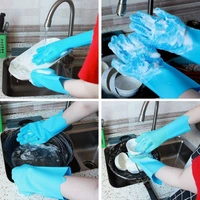 Silicone Non-Slip, Dishwashing and Pet Grooming, Magic Latex Scrubbing Gloves for Household Cleaning Great for Protecting Hands 