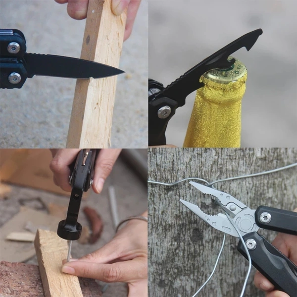 New 15 in 1 Multitools Folding Plier Scissors Camping Fishing Multi Tools Plier Screwdriver Bits Multifunctional Tool
