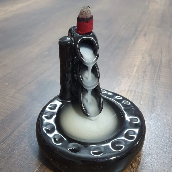 Smoke Fragrance Fountain Incense Holder with 10 Cones (Bamboo)