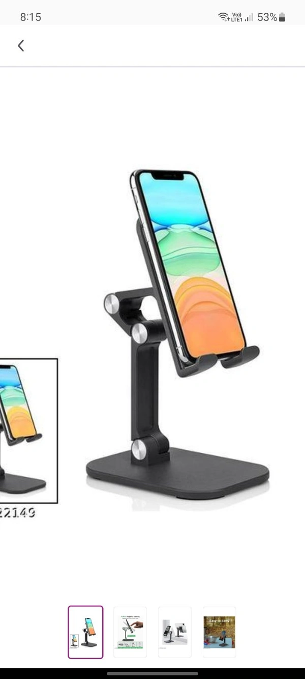 Mobile Holder  - Black, 120° Adjustable Design