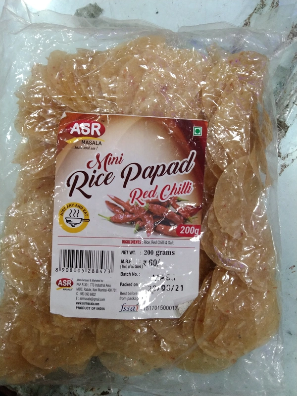 ASR MINI RICE PAPAD RED CHILLI 200GMS