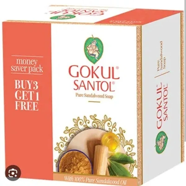 GOKUL SANTOL PURE SANDALWOOD SOAP Money Saver Pack( Buy 3 Get 1 Free)