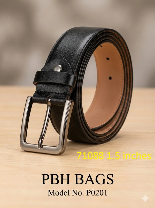 PBH PBH Bags | Classic Black Executive Leather Belt P0201 - Midnight Moss