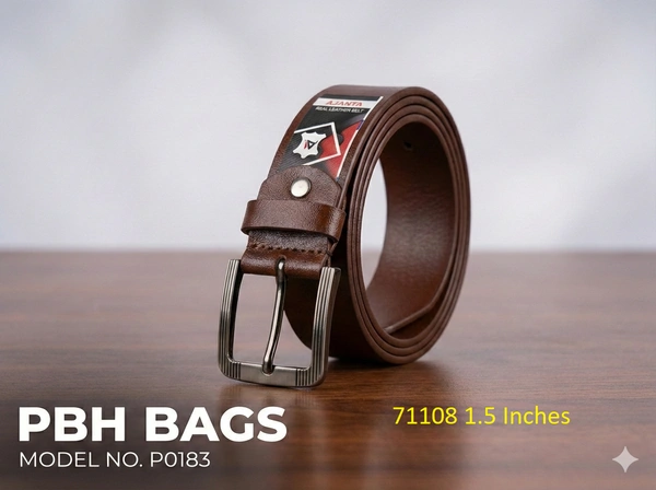 PBH P0183 PBH Bags | Ajanta Series Genuine Leather Belt - Dark Ebony