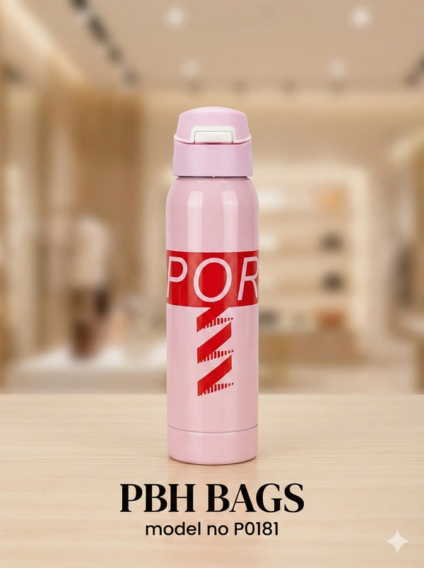 PBH BAGS Model P0181 Sports Edition Steel Water Bottle - Cavern Pink