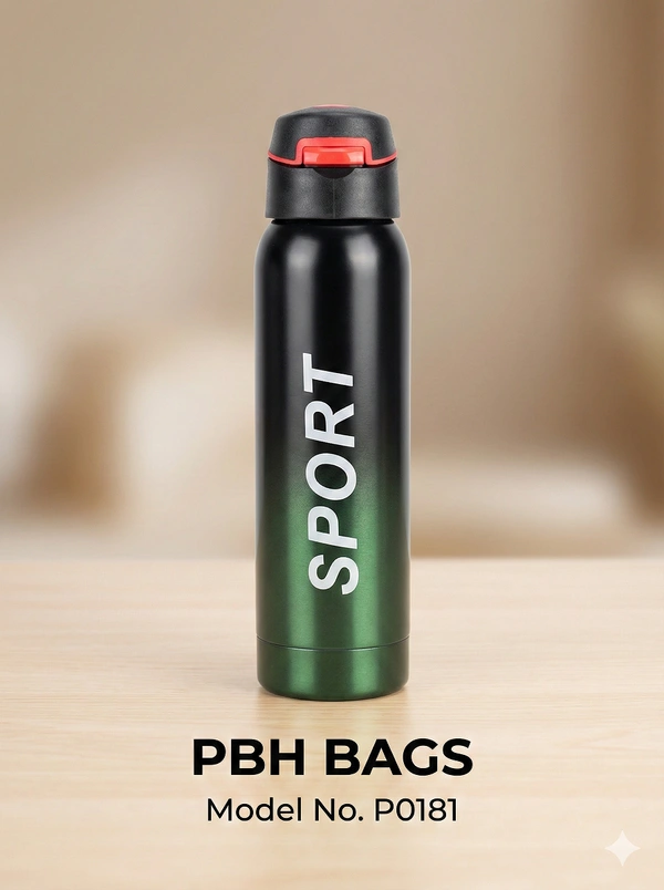 PBH BAGS Model P0181 Sports Edition Steel Water Bottle - Black Forest