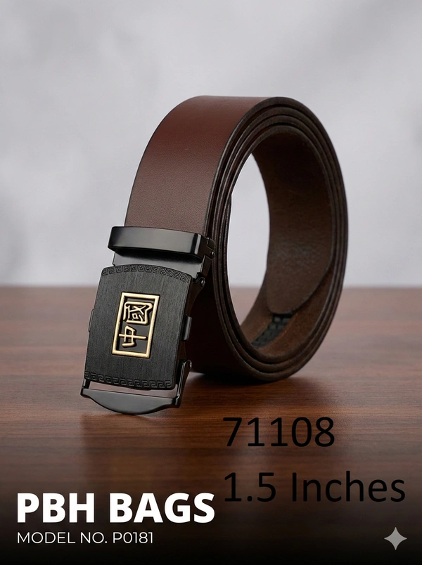 PBH P0181 PBH Bags | Elite Auto-Lock Men's Leather Belt - Antique Bronze