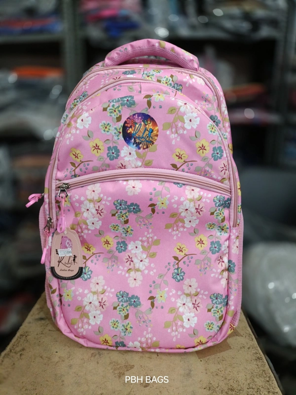 PBH P090 PRINT 20*15*8 ANTI THEFT POCKET LAPTOP POCKET RAIN COVER BACKPACK - 20*15*8, PINK