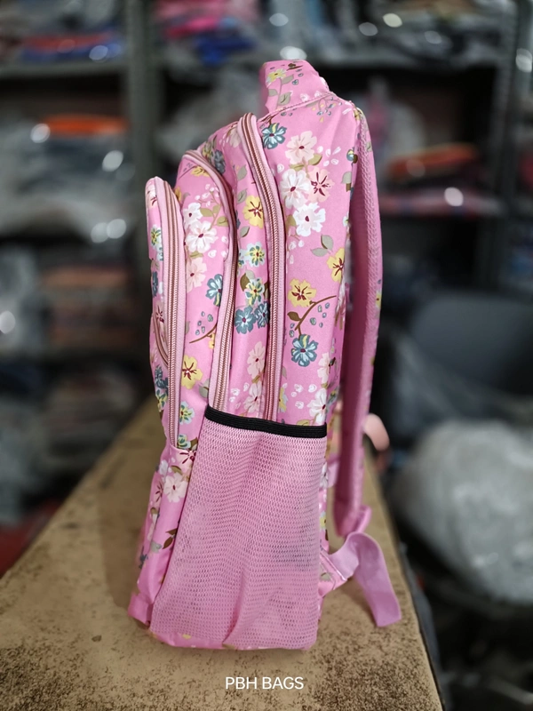 PBH P090 PRINT 20*15*8 ANTI THEFT POCKET LAPTOP POCKET RAIN COVER BACKPACK - 20*15*8, PINK