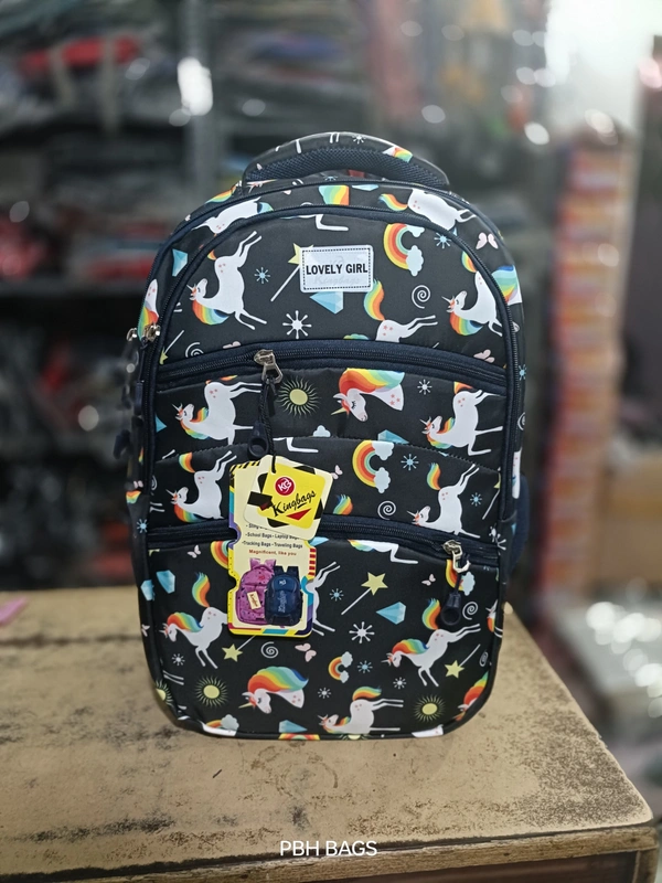 PBH P0163 18*14*6 Print Raincover Backpack - 18*14*6, Black