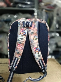 PBH P012 Genie Stylish Floral Print Backpack - 4 Compartment School/College Bag Padded Back - Barley Corn, 16*14*6