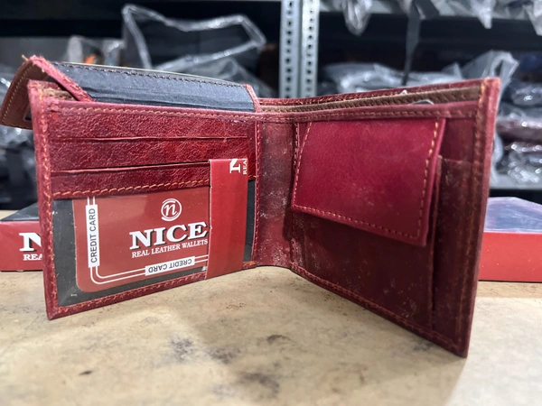 NICE "Nice" Real Leather Wallet / Gents Purse - Red Oxide, 5*4