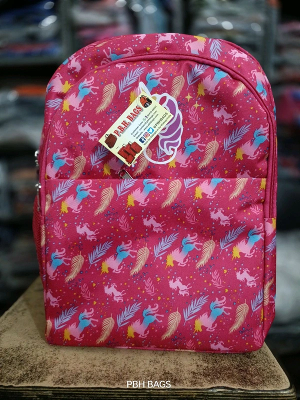 PBH P075 SCHOOL PRINTED BACKPACK - 18*14*7, Pink Flamingo