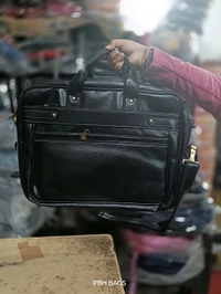 Pbh P0137 Leather 20-18-8 Fully Padded Interior Smart Pockets Laptop Bags - Black, 20-18-8 Inches