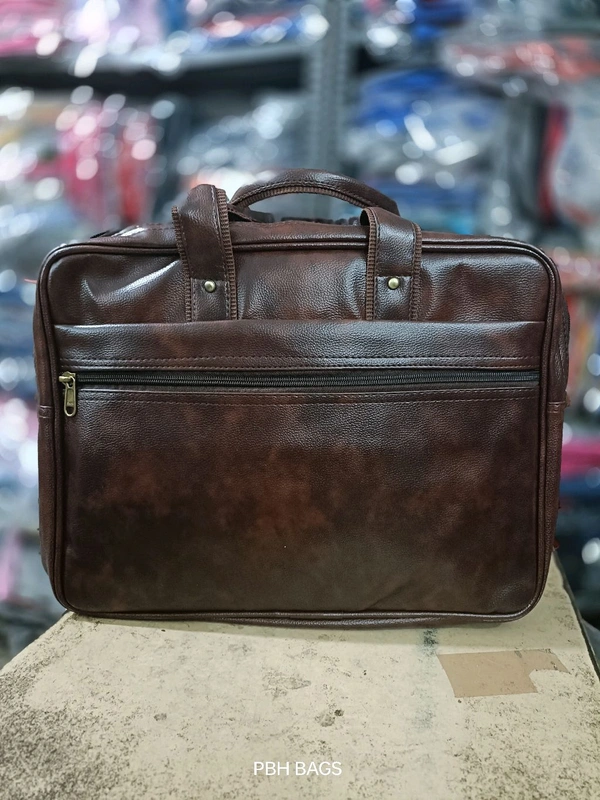Pbh P0137 Leather 20-18-8 Fully Padded Interior Smart Pockets Laptop Bags - Brown, 20-18-8 Inches