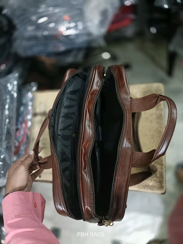 Pbh P0137 Leather 20-18-8 Fully Padded Interior Smart Pockets Laptop Bags - Brown, 20-18-8 Inches