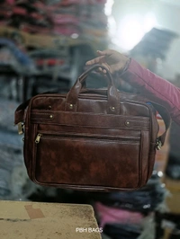 Pbh P0137 Leather 20-18-8 Fully Padded Interior Smart Pockets Laptop Bags - Brown, 20-18-8 Inches