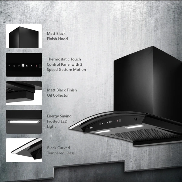 KAFF MAINZ DHC 60/75/90 Kitchen Chimney - 90cm, Black