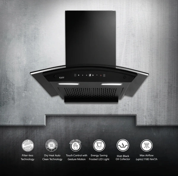 KAFF MAINZ DHC 60/75/90 Kitchen Chimney - 90cm, Black