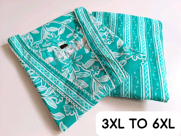 JAIPURI COTTON KURTI PANT SET  - M