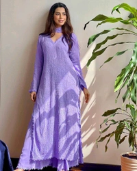 Faux Georgette Embroidery Kurta Set