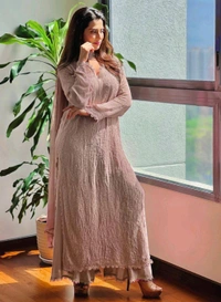Faux Georgette Embroidery Kurta Set
