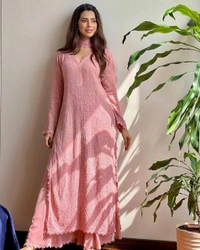 Faux Georgette Embroidery Kurta Set