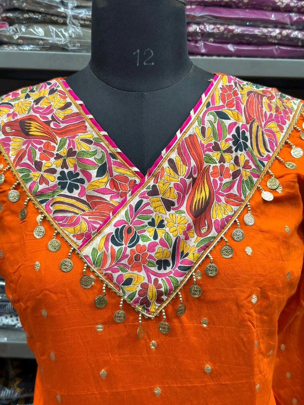Pure Mul Chanderi Top , Palazzo and Dupatta Set