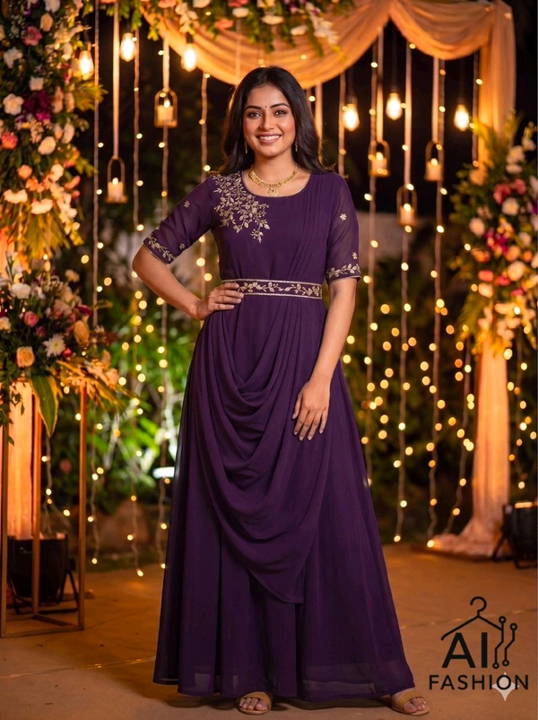 Women Gown With Dupatta And Belt