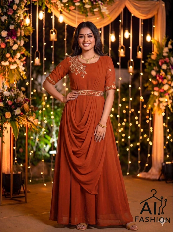 Women Gown With Dupatta And Belt