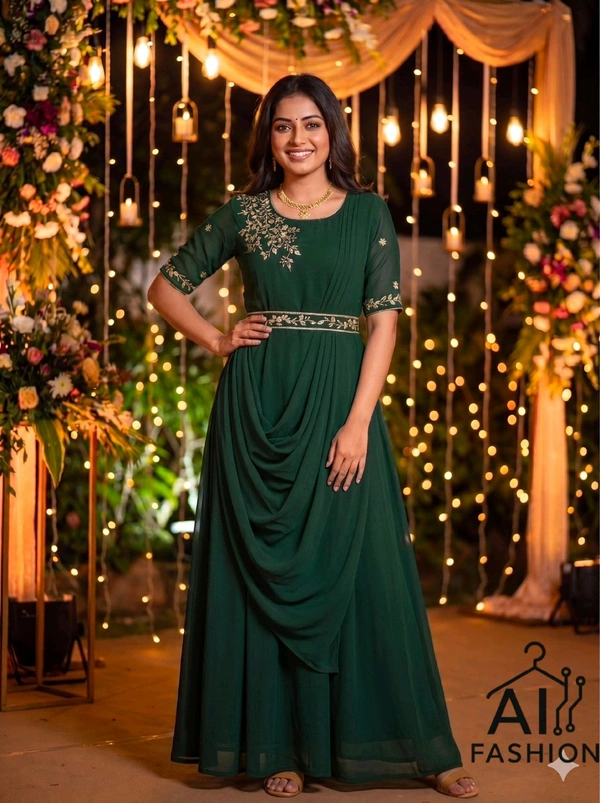 Women Gown With Dupatta And Belt
