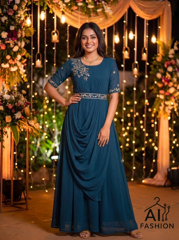 Women Gown With Dupatta And Belt