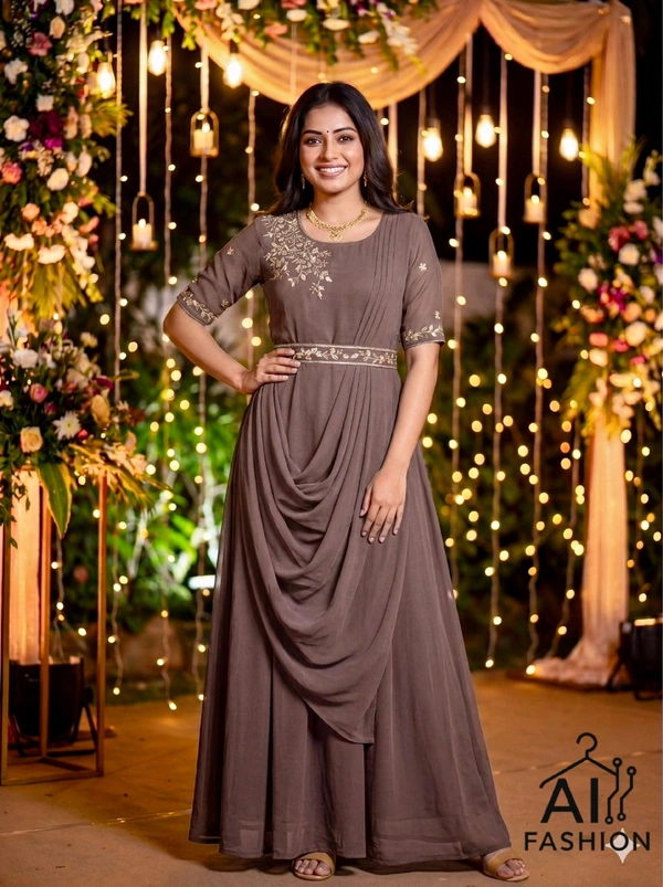 Women Gown With Dupatta And Belt