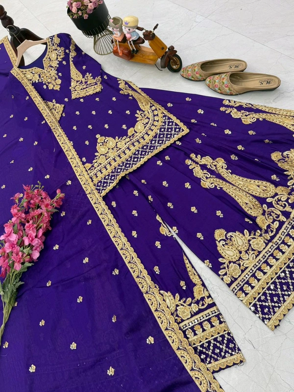 Chinnon Silk Sharara Suit Set