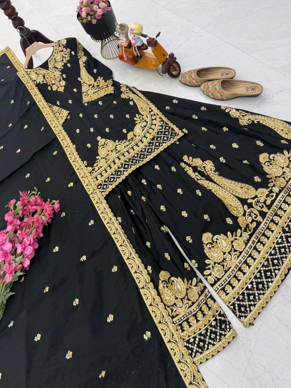 Chinnon Silk Sharara Suit Set