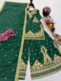 Chinnon Silk Sharara Suit Set