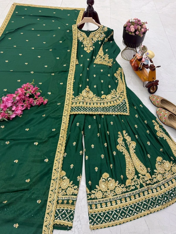 Chinnon Silk Sharara Suit Set