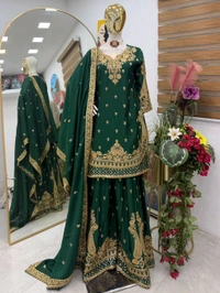 Chinnon Silk Sharara Suit Set