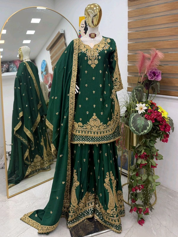 Chinnon Silk Sharara Suit Set