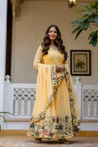 Faux Georgette Gown With Dupatta
